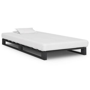 vidaXL Palls&auml;ng utan madrass gr&aring; massiv furu 90x200 cm