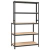 vidaXL Arbetsbord med 5 hyllor antracit stål och konstruerat trä