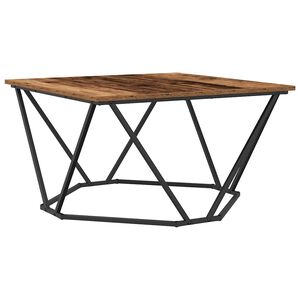 vidaXL Kaffeebord Gammalt tr&auml; 80 x 80 x 45 cm Konstruerat tr&auml; och st&aring;l