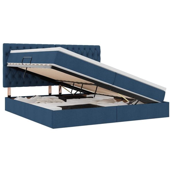 vidaXL F&ouml;rvaringss&auml;ng med madrass Bl&aring; 200 x 200 cm Polyester