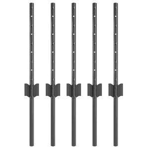 vidaXL Inb&auml;ddad staketpost 5 st Gr&aring; 80 cm Pulverlackerat st&aring;l