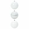 vidaXL Julgranskulor Set XXL 3 st Vit &Oslash; 25 cm Plast LED-lampor
