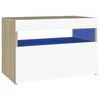 vidaXL S&auml;ngbord med LED-belysning vit och sonoma-ek 60x35x40 cm