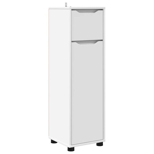 vidaXL Badrumssk&aring;p med l&aring;da Vit 30,5 x 30 x 101 cm Konstruerat tr&auml;