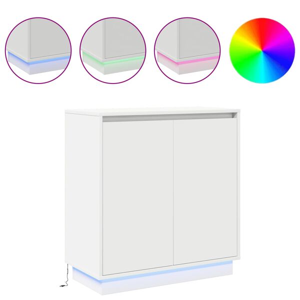 vidaXL Sk&auml;nk med LED -remsljus Vit 71 x 34.5 x 75 cm Konstruerat tr&auml;