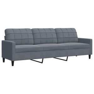 vidaXL 3-sitssoffa m&ouml;rkgr&aring; 210 cm sammet