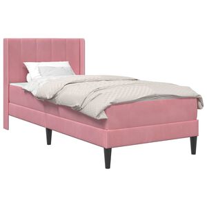 vidaXL S&auml;ngram med madrass med huvudgavel Rosa 80 x 200 cm Sammet