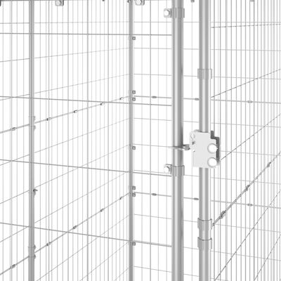 vidaXL Hundgård för utomhusbruk stål med tak 110x220x180 cm