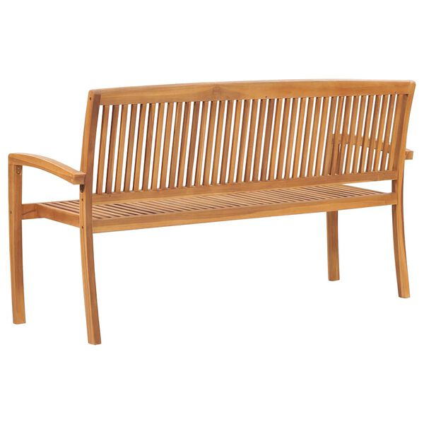 vidaXL Stapelbar trädgårdsbänk 3-sits 159 cm massiv teak