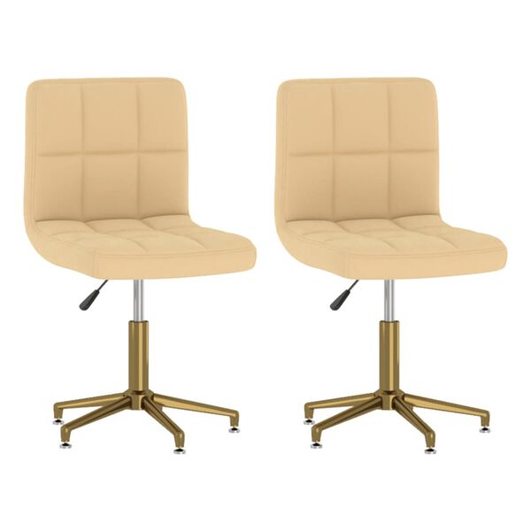 vidaXL Snurrbara matstolar 2 st gr&auml;ddvit sammet