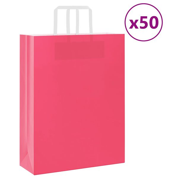 vidaXL Pappersp&aring;sar 50 st med handtag rosa 32x12x42 cm