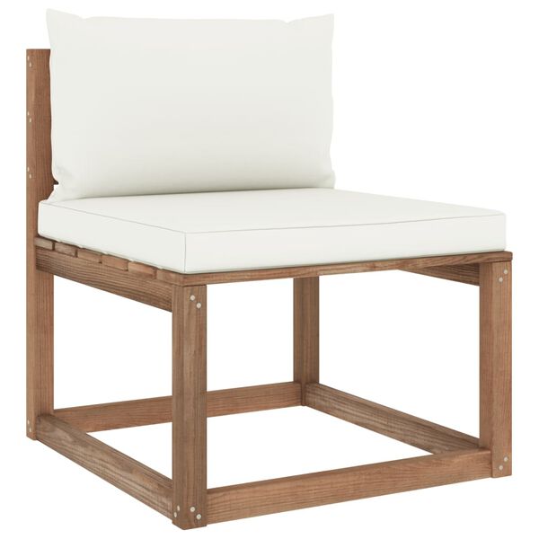 vidaXL Pallsoffgrupp med dynor 3 delar impregnerad furu