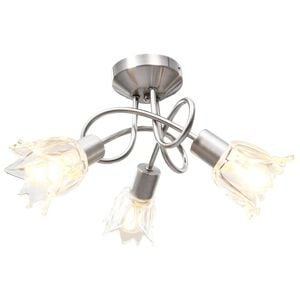 vidaXL Taklampa med transparenta glassk&auml;rmar f&ouml;r 3 E14-lampor tulpan