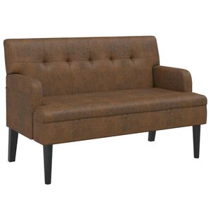 vidaXL B&auml;nk med ryggst&ouml;d brun 112x65,5x75 cm konstmocka