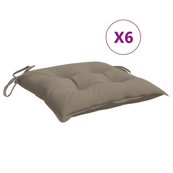 vidaXL Stolsdynor 6 st taupe 40x40x7 cm oxfordtyg