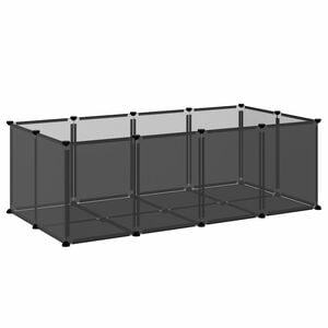 vidaXL Sm&aring;djursbur svart 144x74x46,5 cm PP och st&aring;l