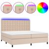 vidaXL Rams&auml;ng med b&auml;ddmadrass & LED cappuccino 200x200 cm konstl&auml;der