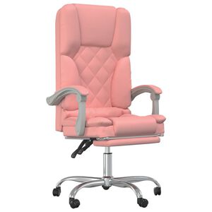 vidaXL Kontorsstol med massage rosa konstl&auml;der