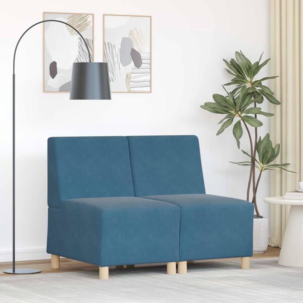 vidaXL Modulsofa utan armst&ouml;d 2 pcs Bl&aring; 55 x 74 x 82 cm Sammet