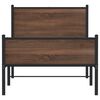vidaXL Sängram utan madrass metall brun ek 75x190 cm
