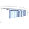 vidaXL Automatisk inf&auml;llbar markis med rullgardin 4x3 m bl&aring; och vit