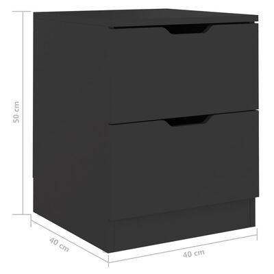 vidaXL Sängbord 2 st svart 40x40x50cm spånskiva