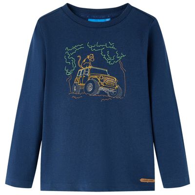 T-shirt med långa ärmar för barn marinblå 92