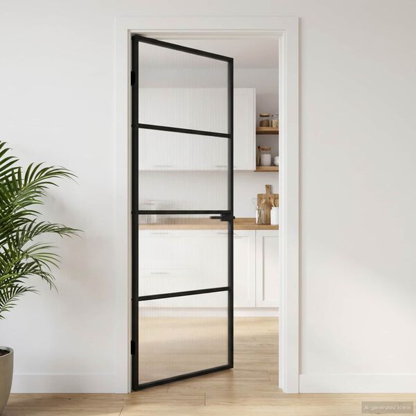 vidaXL Hem d&ouml;rr 83 x 201,5 x 3,5 cm Aluminium och H&auml;rdat Glas