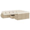 vidaXL Loungegrupp f&ouml;r tr&auml;dg&aring;rden m. dynor 11 delar beige konstrotting