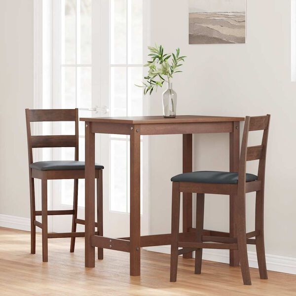 vidaXL Barstolar med kuddar 2 st, brunt, massivt trä, gummi