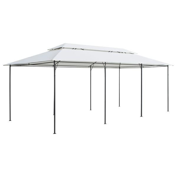 vidaXL Paviljong med draperier 600x298x270 cm vit 180g/m²