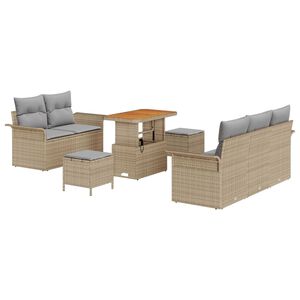 vidaXL Tr&auml;dg&aring;rdsoffset 8 st Beige konstrotting