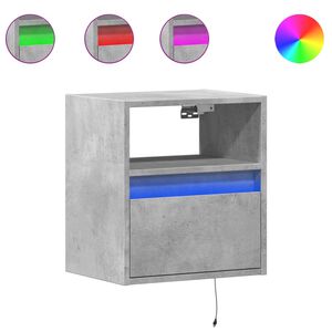 vidaXL V&auml;ggmonterad tv-b&auml;nk LED betonggr&aring; 41x31x45 cm