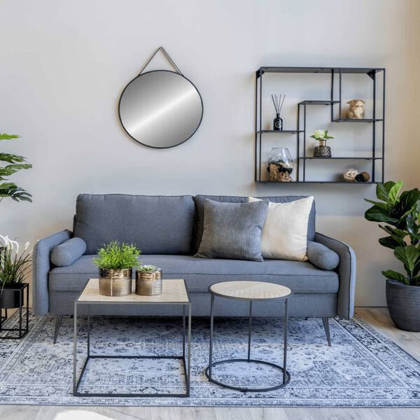 House Nordic Sidobord Johanna 50 cm fyrkantigt svart och naturf&auml;rgat