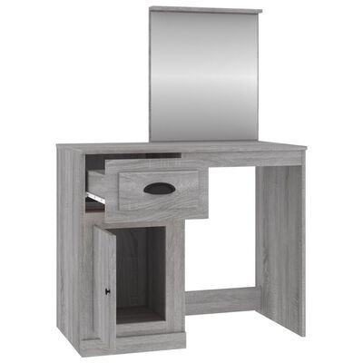 vidaXL Sminkbord med spegel grå sonoma 90x50x132,5 cm konstruerat trä