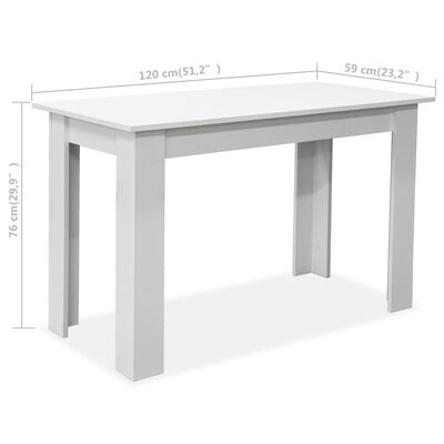 vidaXL Matbord och bänkar 3 delar spånskiva vit