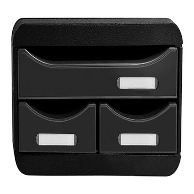 Exacompta Dokumentfack Small-Box set Black med 3 lådor glansig