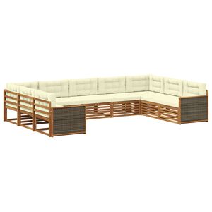 vidaXL Utomhussoffset 9 pcs Naturlig och Gr&auml;dde Massivt Akaciatr&auml;