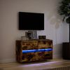vidaXL V&auml;ggmonterad tv-b&auml;nk LEDs r&ouml;kf&auml;rgad ek 80x31x45 cm