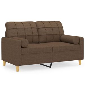 vidaXL 2-sits soffa med prydnadskuddar brun 120 cm tyg