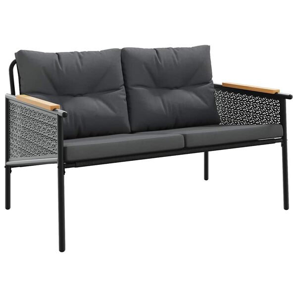 vidaXL Balkonggrupp med dynor 5 delar svart stål