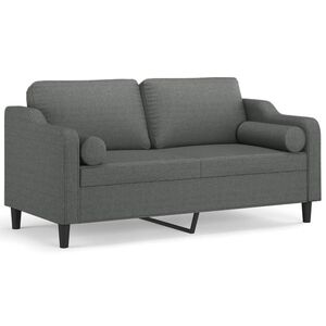 vidaXL 2-sits soffa med prydnadskuddar m&ouml;rkgr&aring; 140 cm tyg