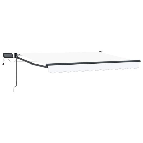 vidaXL Manuell utdragbar markis med LED-lampor Vit 3 x 2,5 m