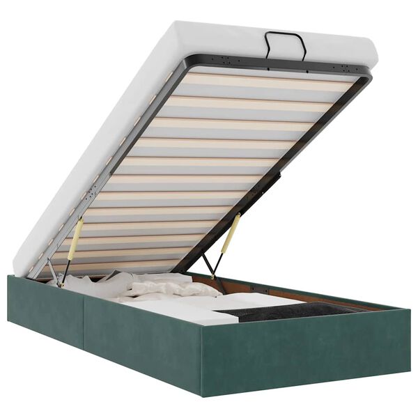 vidaXL Ottoman s&auml;ngram utan madrass m&ouml;rkgr&ouml;n 100x200 cm sammet