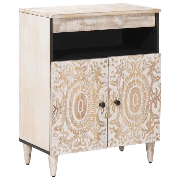 vidaXL Sideboard med lagring Vit 60 x 33,5 x 75 cm Massivt mangotr&auml;