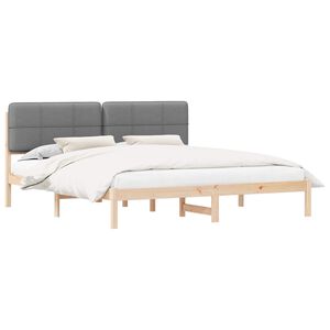 vidaXL S&auml;ngram med Kl&auml;dd Huvudgavel Ljusgr&aring; 180 x 200 cm Massiv furu