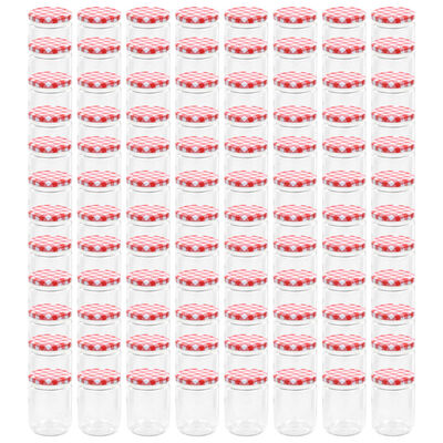 vidaXL Syltburkar i glas med vita och röda lock 96 st 230 ml