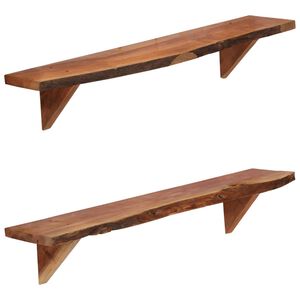 vidaXL V&auml;gghyllor 2 st 90x20x18 cm massivt akaciatr&auml;