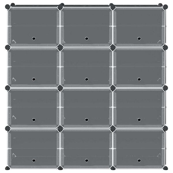 vidaXL F&ouml;rvaringskuber stapelbara 12 kuber med d&ouml;rrar svart PP