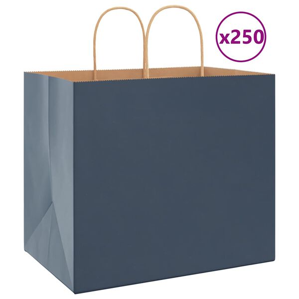 vidaXL Pappersp&aring;sar 250 st med handtag bl&aring; 32x22x28 cm